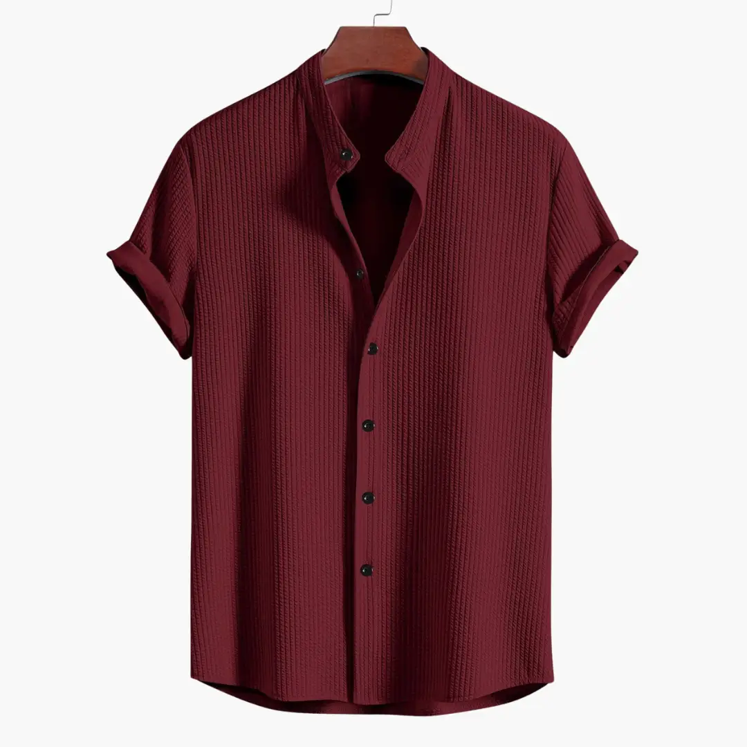 Maximus | Men's Casual Ribbed Short Sleeve Button Shirt