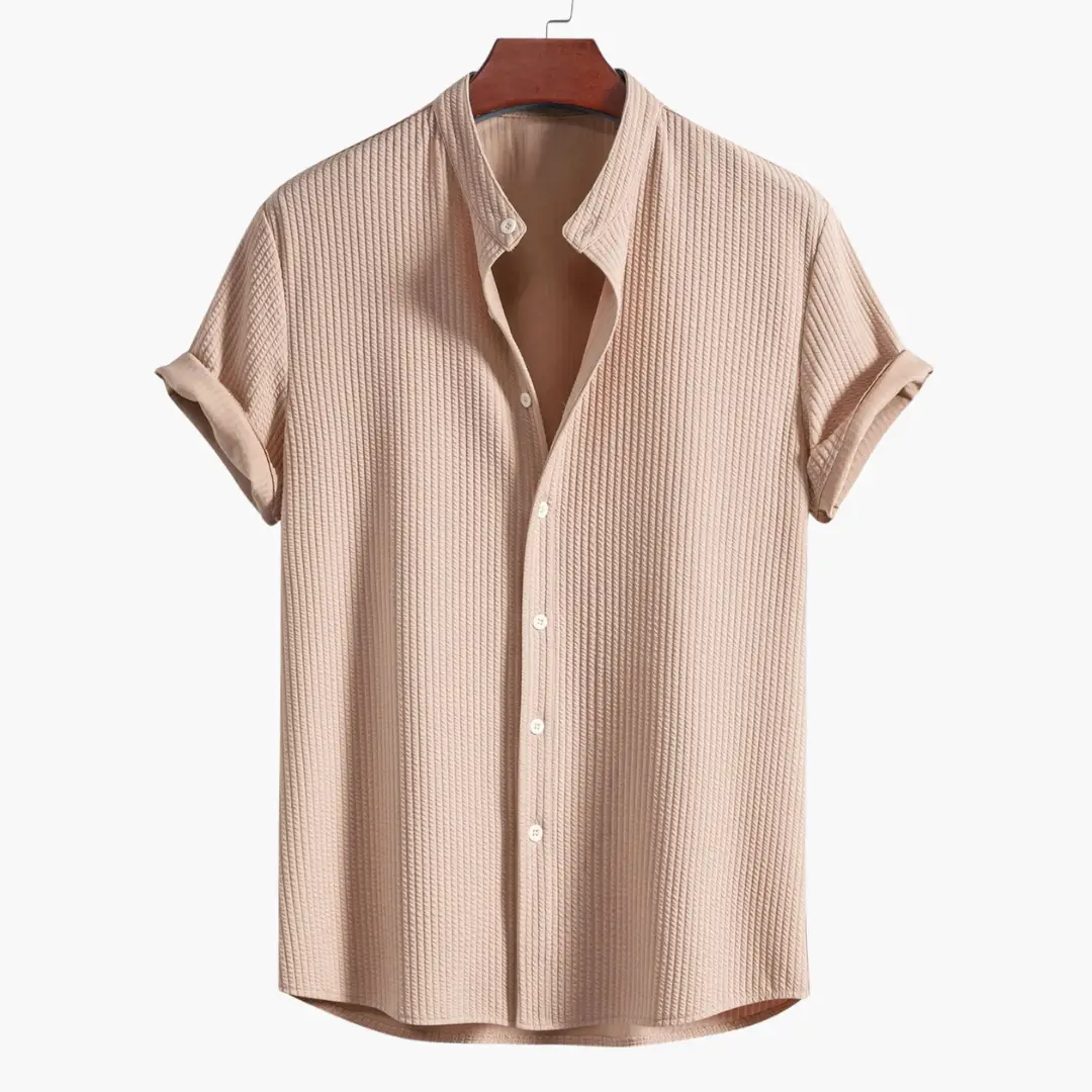Maximus | Men's Casual Ribbed Short Sleeve Button Shirt