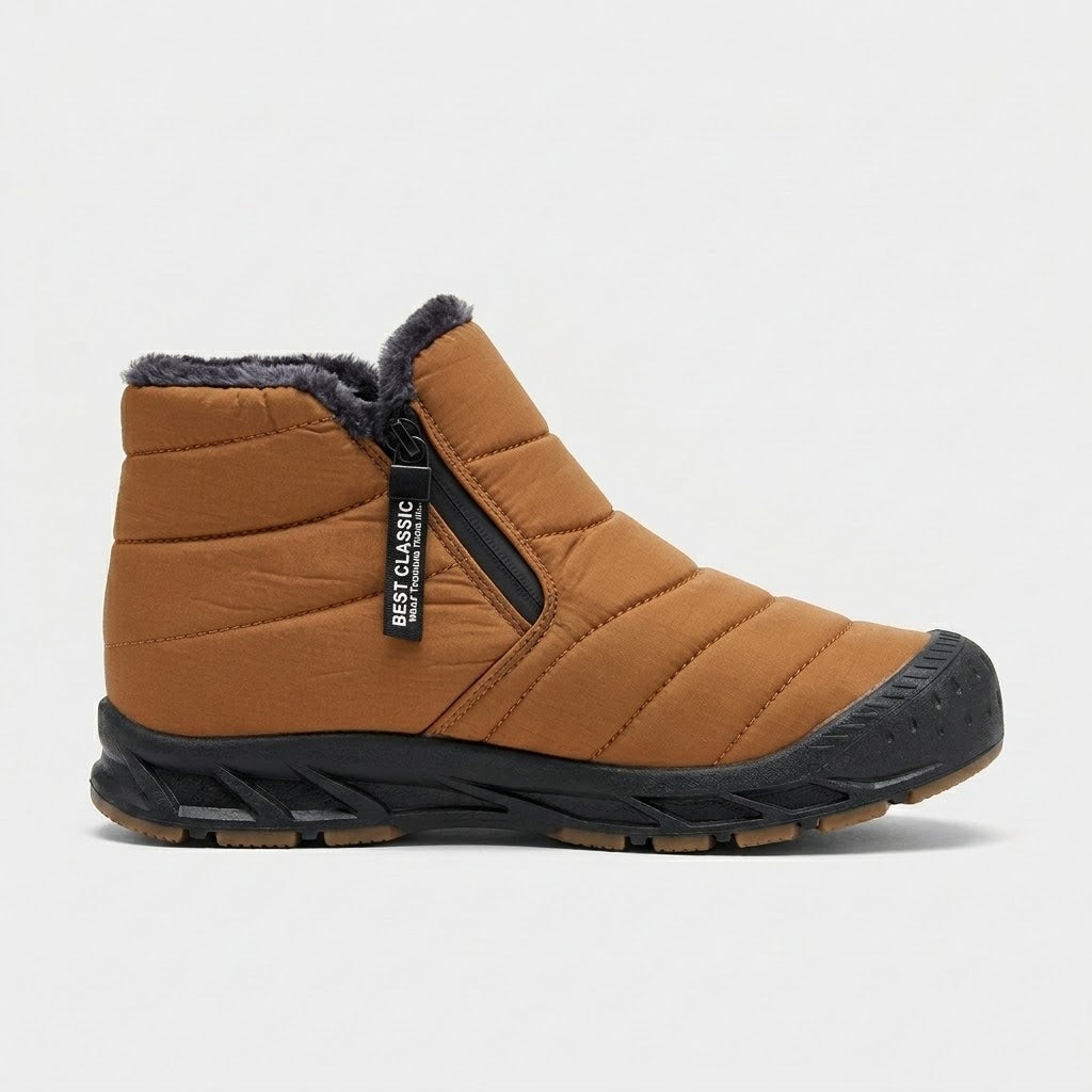 Men's Ankle Boots Quilted Padded Side Zipper Faux Fur Lined