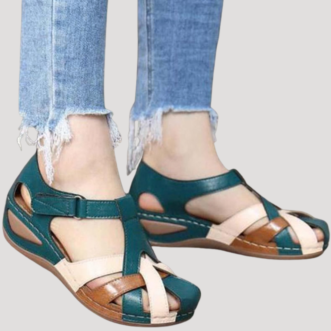 Serenella | Elegant Closed Toe Cutout Wedge Sandals