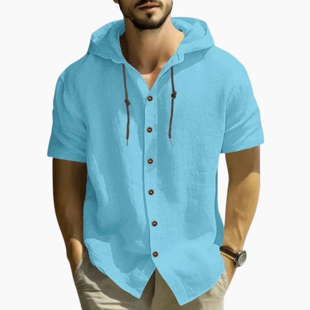 Maximus | Men's Casual Short Sleeve Hooded Button Shirt