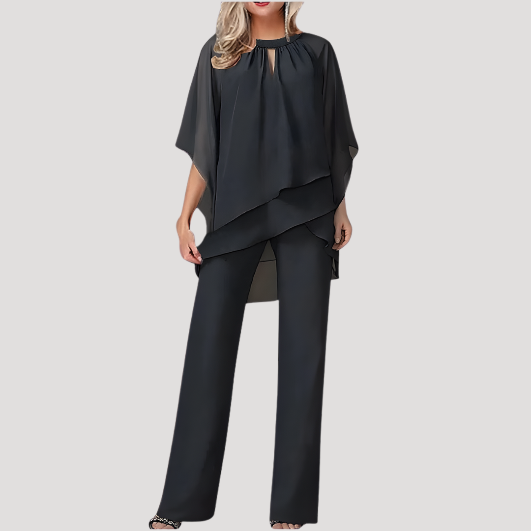 Ophelia | Elegant Chiffon Wide-Leg Pant Suits for Women