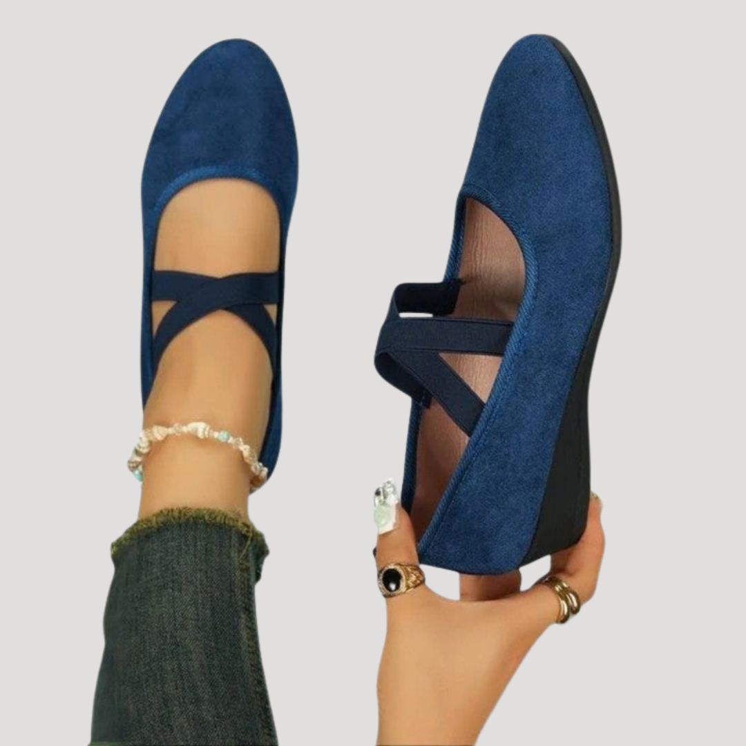 Vivienne | Elegant Mary Jane Cross Strap Wedge Flats