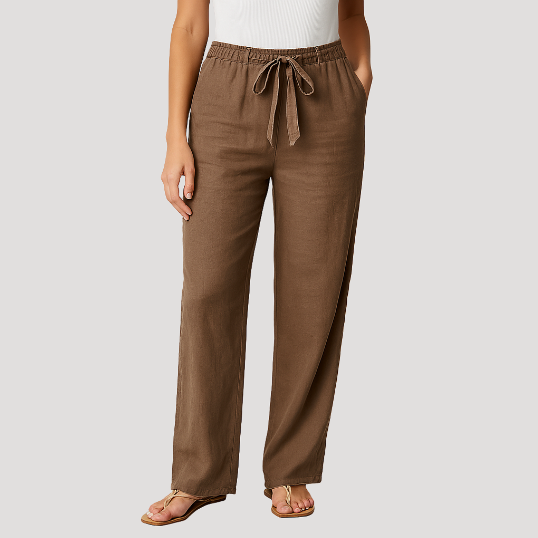 Ameliana | Casual Linen Drawstring Wide Leg Pants