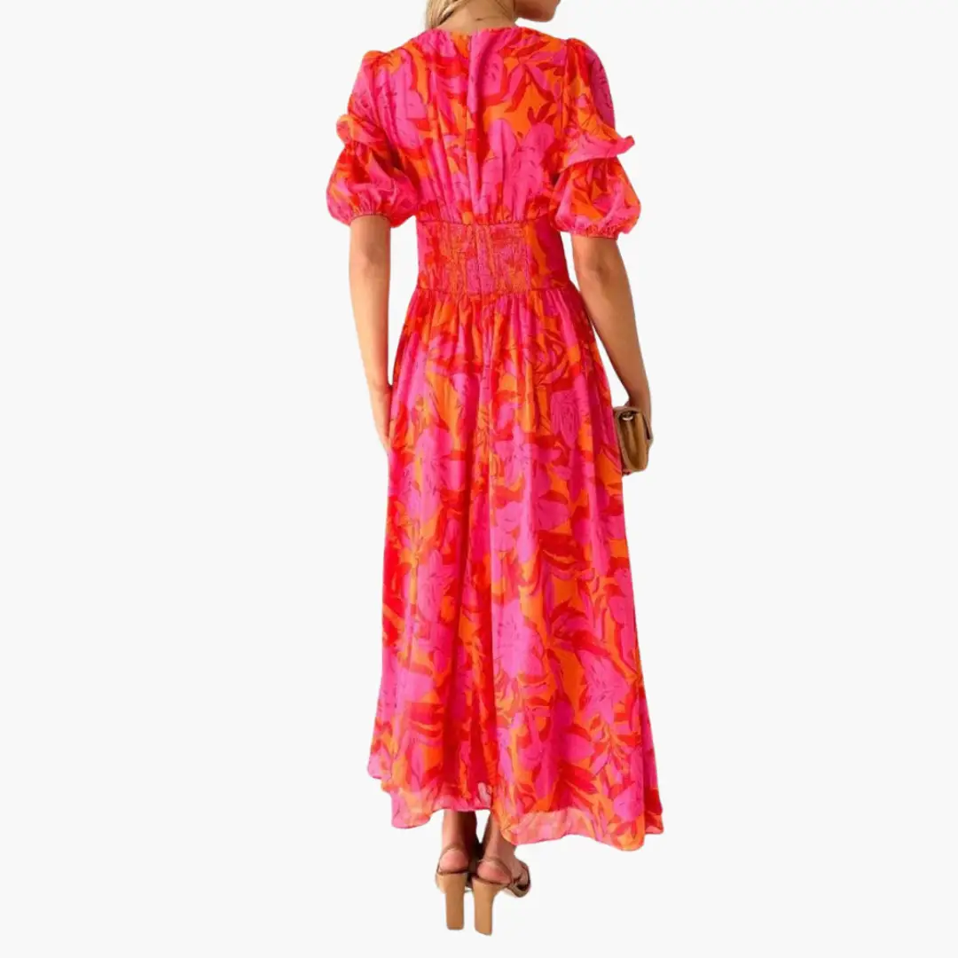 Seraphiel | Romantic Floral Wrap Puff Sleeve Maxi Dress