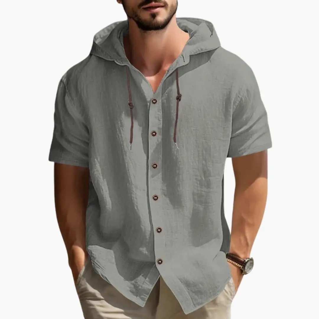 Maximus | Men's Casual Short Sleeve Hooded Button Shirt