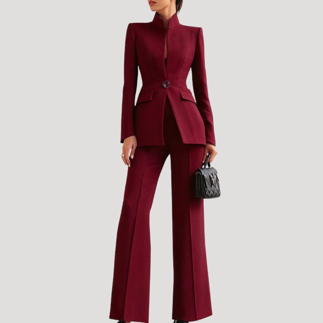 Valentina | Elegant Keyhole Neckline Wide-Leg Pant Suit