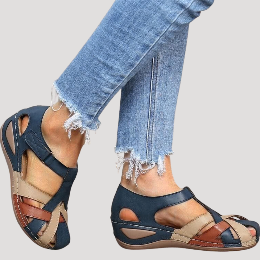Serenella | Elegant Closed Toe Cutout Wedge Sandals