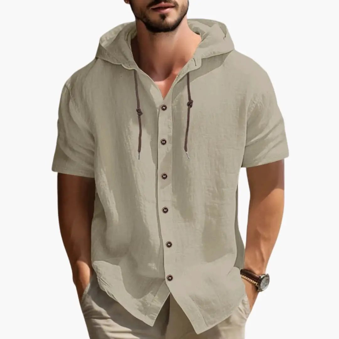 Maximus | Men's Casual Short Sleeve Hooded Button Shirt
