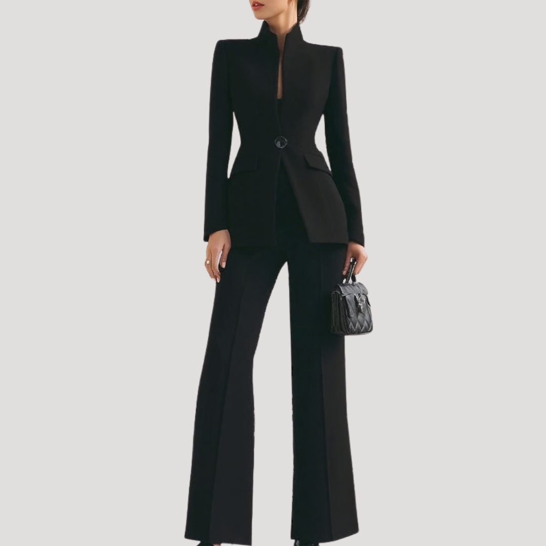 Valentina | Elegant Keyhole Neckline Wide-Leg Pant Suit
