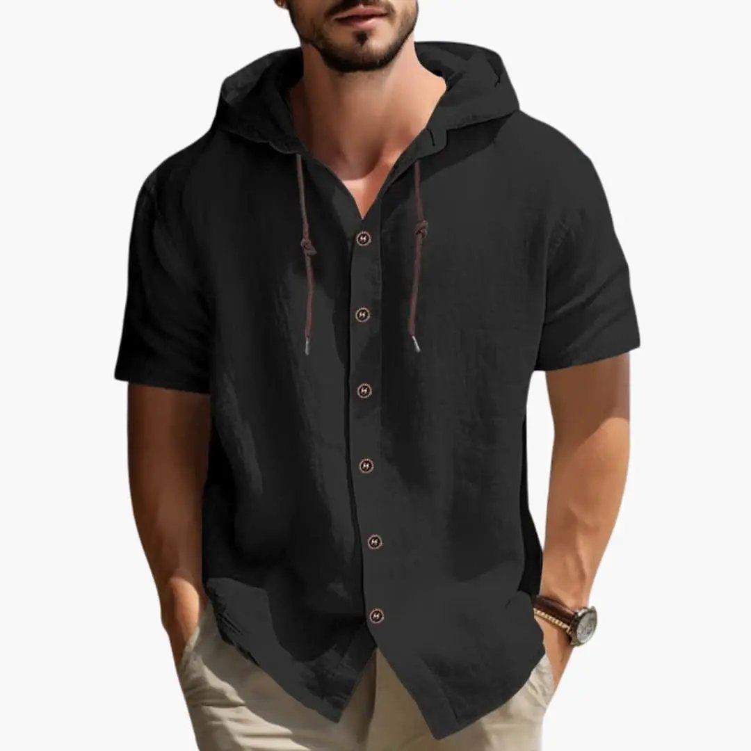 Maximus | Men's Casual Short Sleeve Hooded Button Shirt