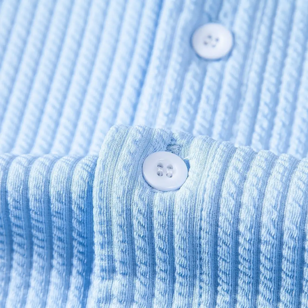 Maximus | Men's Casual Ribbed Short Sleeve Button Shirt