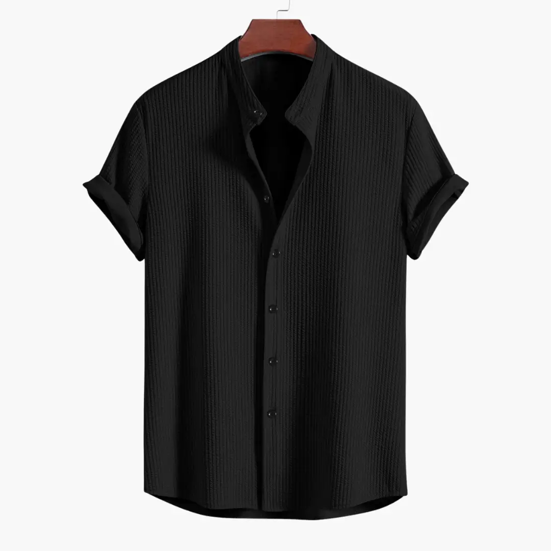 Maximus | Men's Casual Ribbed Short Sleeve Button Shirt