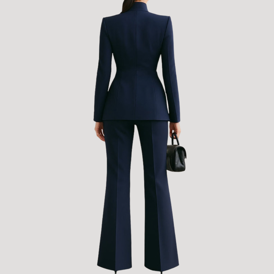 Valentina | Elegant Keyhole Neckline Wide-Leg Pant Suit