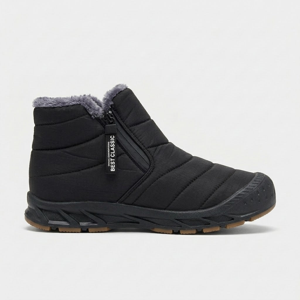 Men's Ankle Boots Quilted Padded Side Zipper Faux Fur Lined
