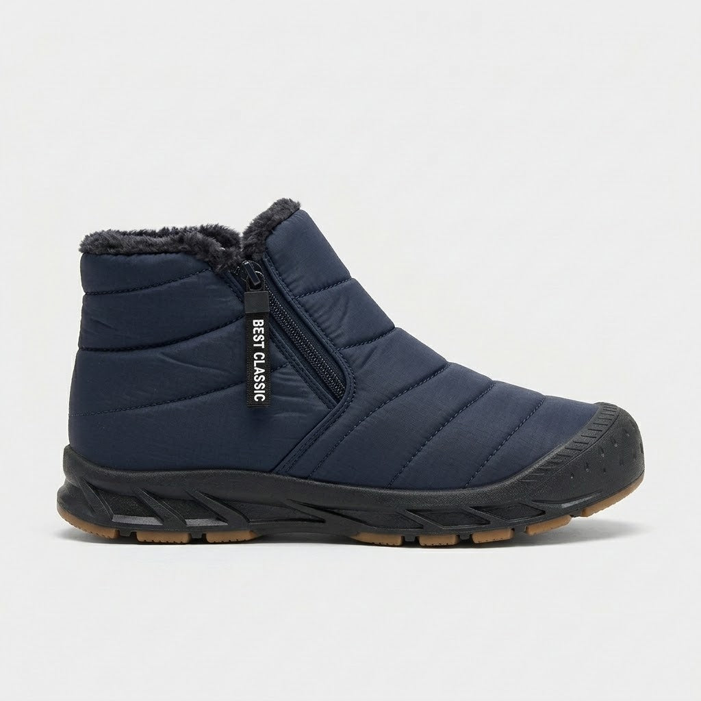 Men's Ankle Boots Quilted Padded Side Zipper Faux Fur Lined