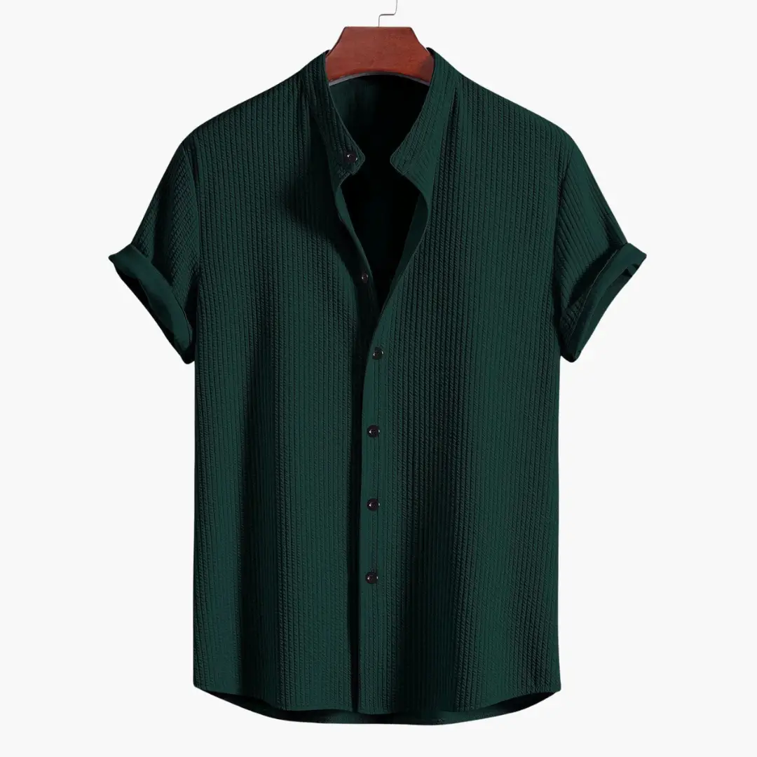 Maximus | Men's Casual Ribbed Short Sleeve Button Shirt
