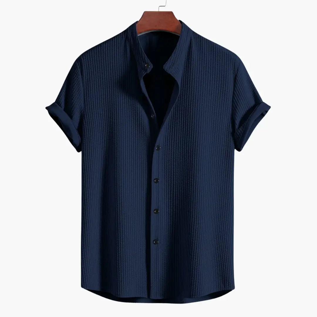 Maximus | Men's Casual Ribbed Short Sleeve Button Shirt
