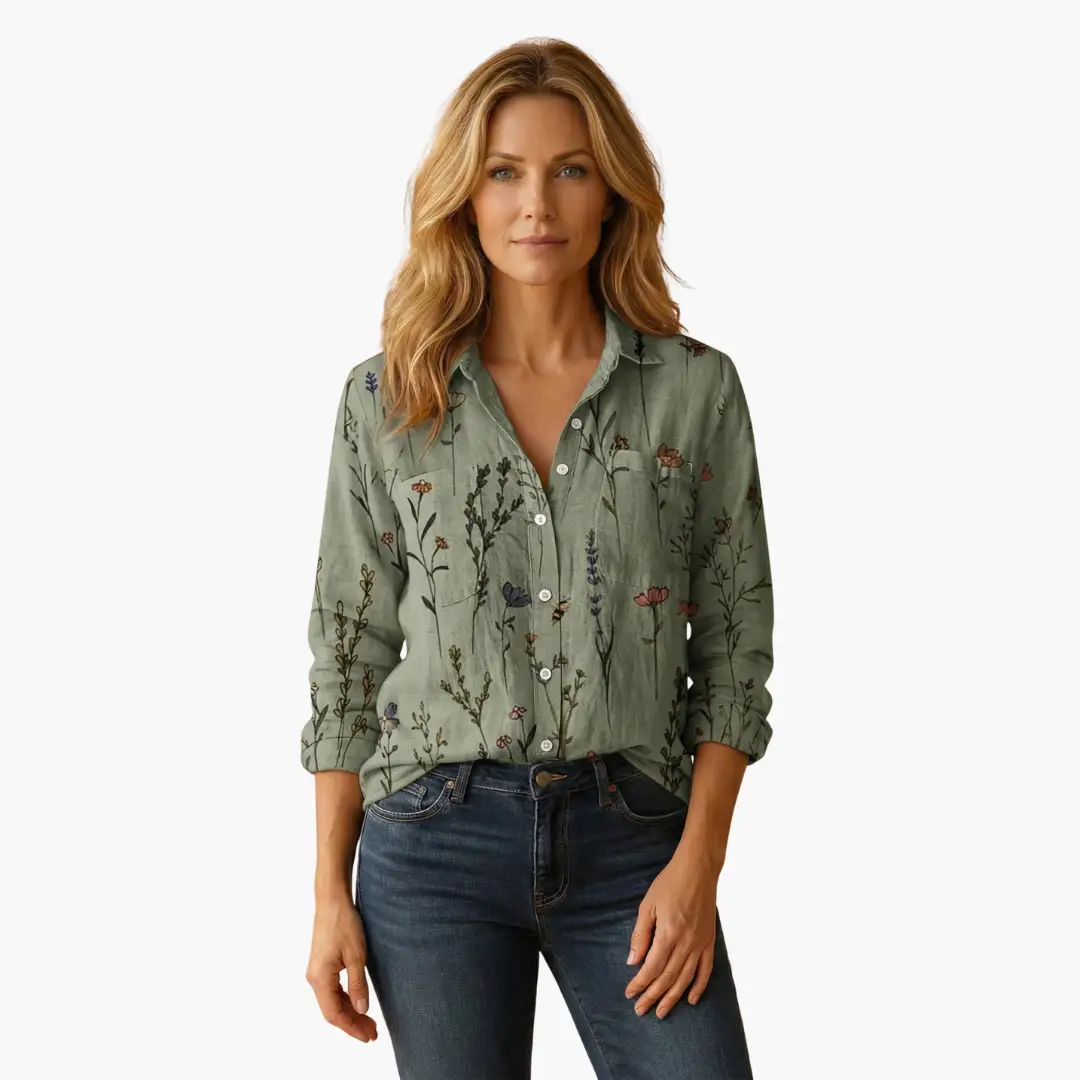 Delphinia | Casual Paisley Print Button-Down Shirt