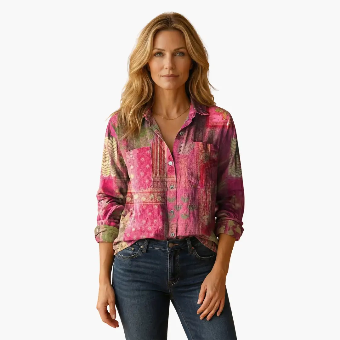 Delphinia | Casual Paisley Print Button-Down Shirt