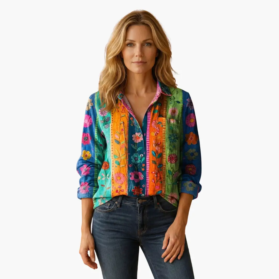 Delphinia | Casual Paisley Print Button-Down Shirt