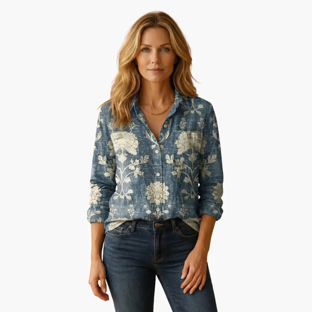 Delphinia | Casual Paisley Print Button-Down Shirt