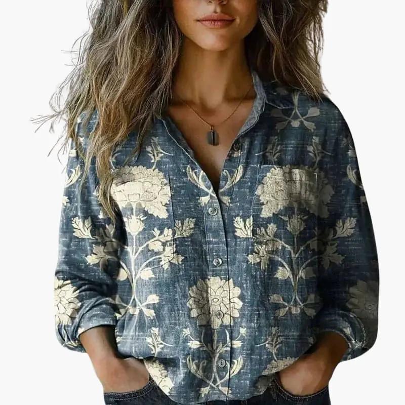Delphinia | Casual Paisley Print Button-Down Shirt