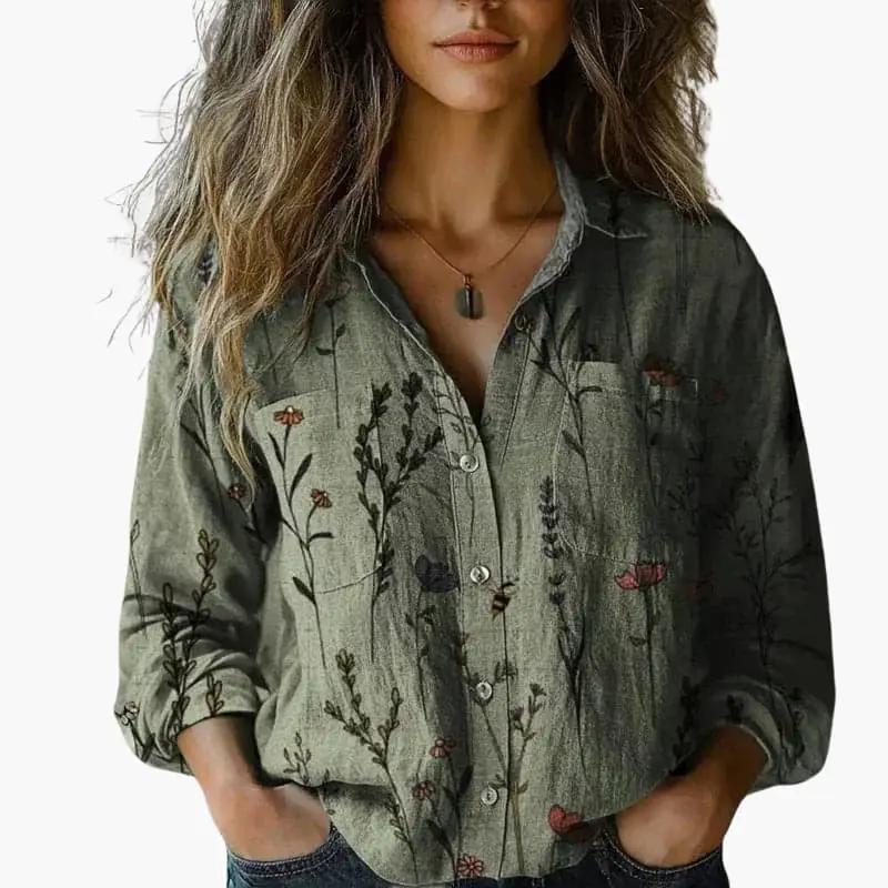 Delphinia | Casual Paisley Print Button-Down Shirt