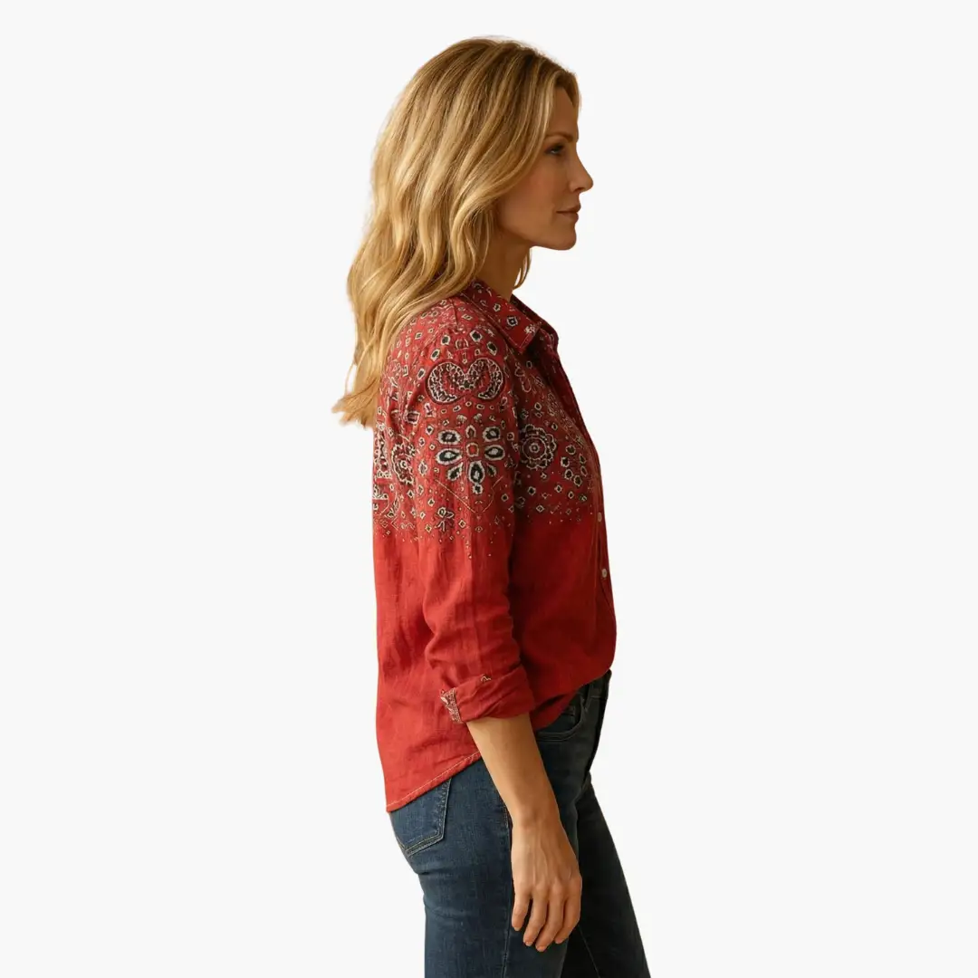 Delphinia | Casual Paisley Print Button-Down Shirt