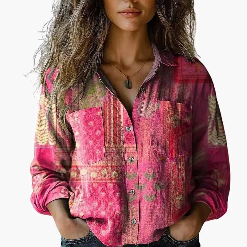 Delphinia | Casual Paisley Print Button-Down Shirt