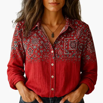 Delphinia | Casual Paisley Print Button-Down Shirt