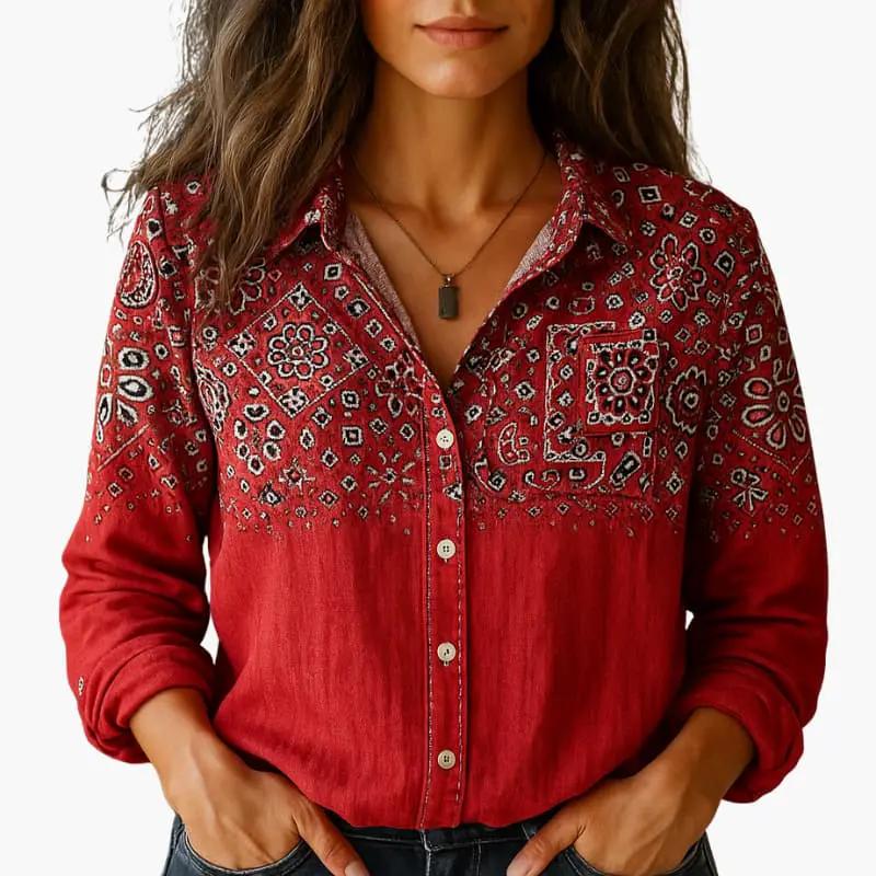 Delphinia | Casual Paisley Print Button-Down Shirt