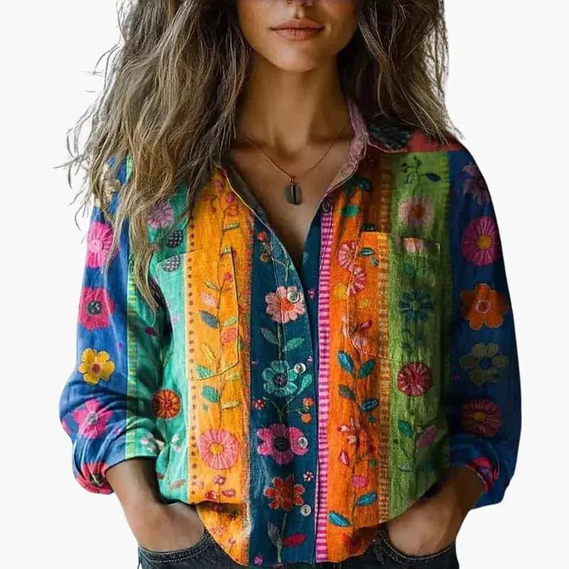 Delphinia | Casual Paisley Print Button-Down Shirt