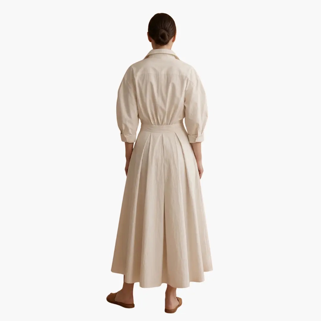 Evangeline | Elegant Belted Shirt Maxi Dress