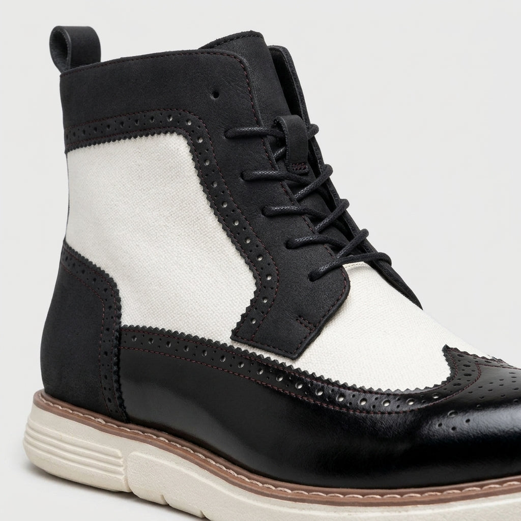 Men's Ankle Boots Wingtip Brogue Lace-Up Side-Zip Wedge Sole