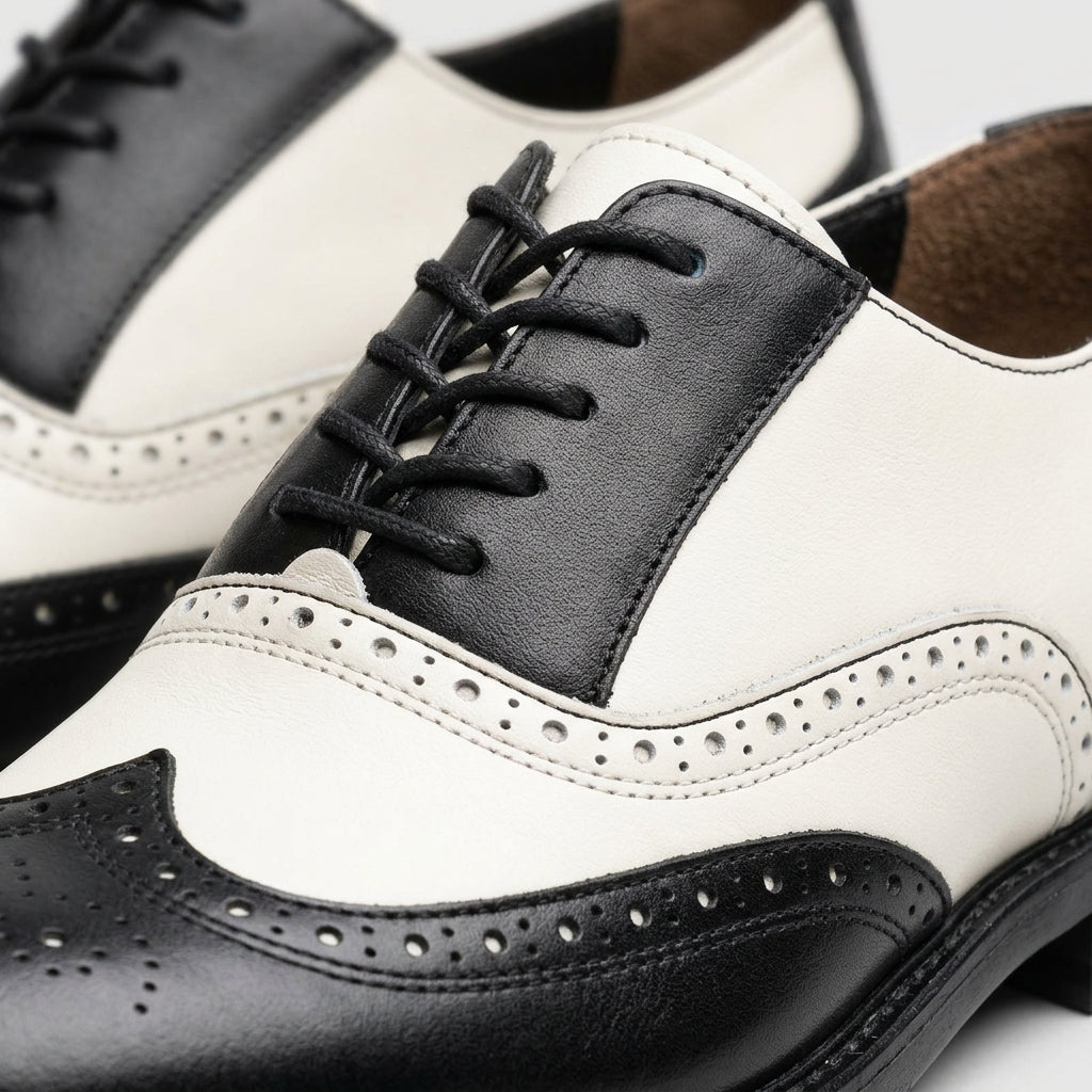 Men's Derby Shoes Wingtip Brogue Two-Tone Lace-Up Oxfords