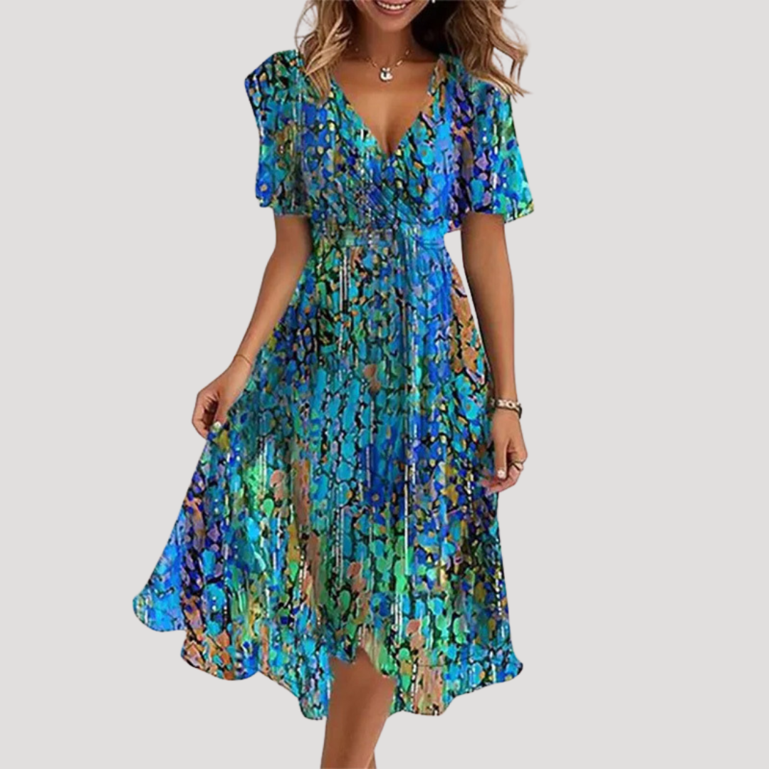 Ameliana | Romantic Floral Wrap Midi Dress