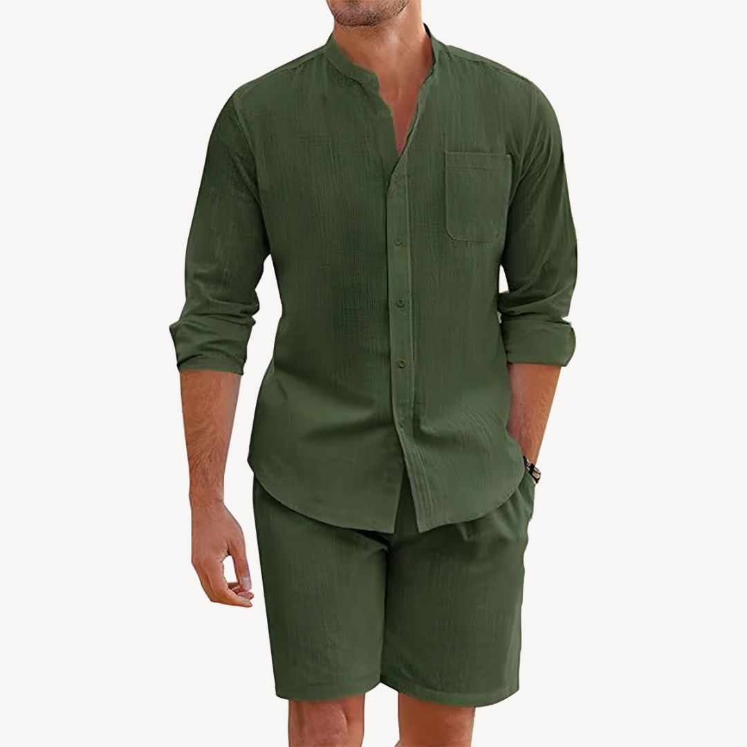 Riordan | Men's Casual Linen Shirt Shorts Set