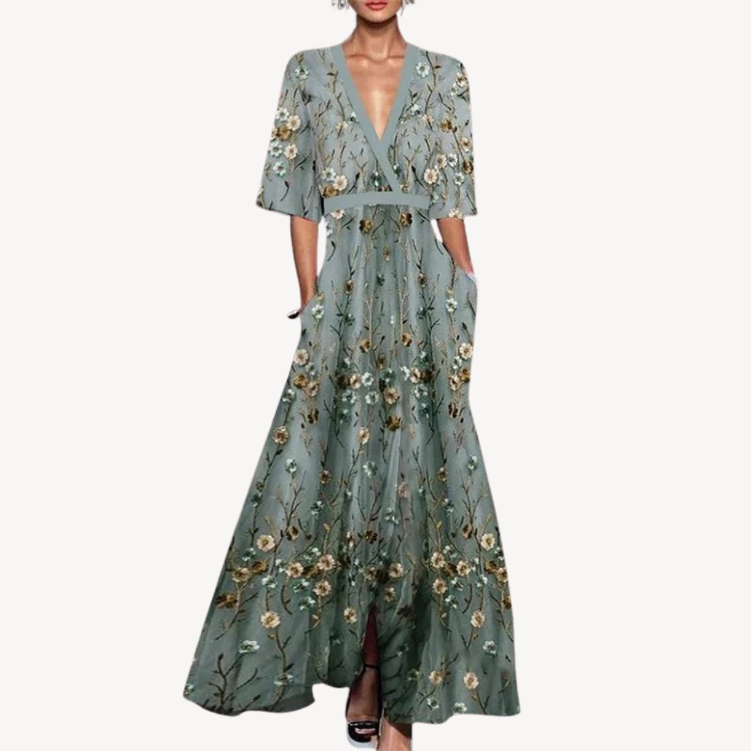 Cordelia | Elegant Floral Wrap Maxi Dress