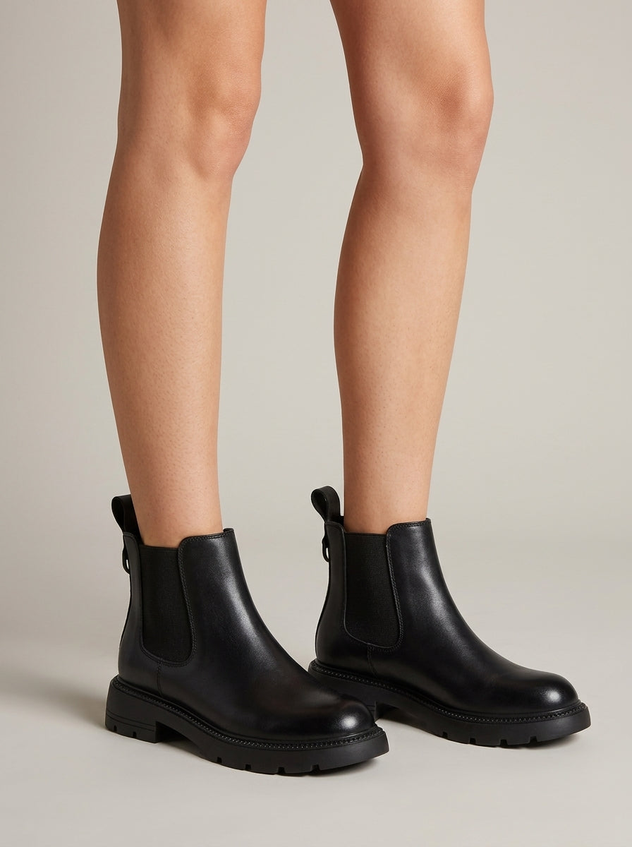 Women's Ankle Boots Chelsea Elastic Gore - Low Heel Lug Sole