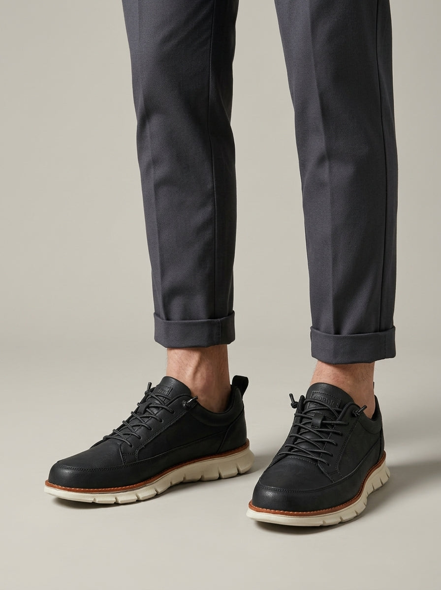 Men's Sneakers Lace-Up Leather Low-Top Padded Sole
