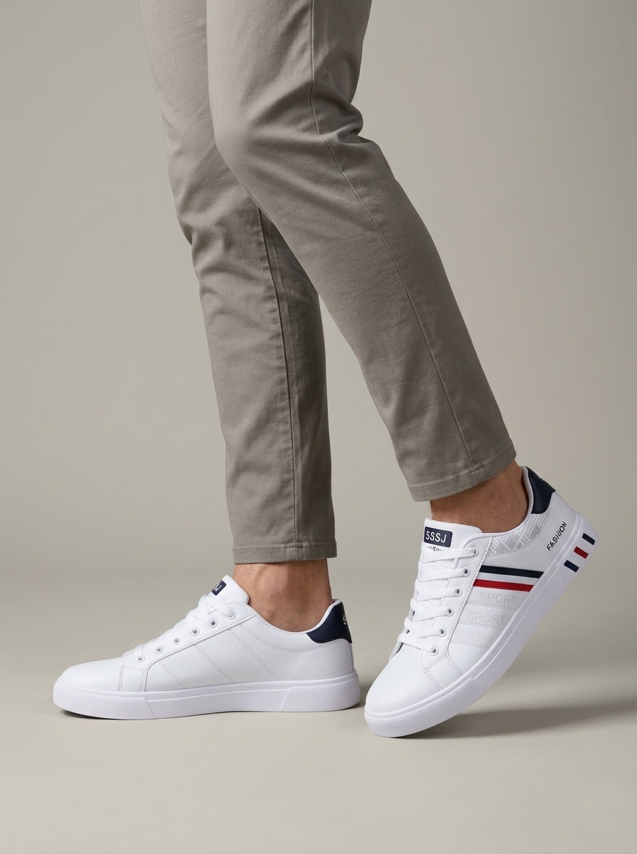 Men's Sneakers Low-Top Lace-Up with Striped Accent