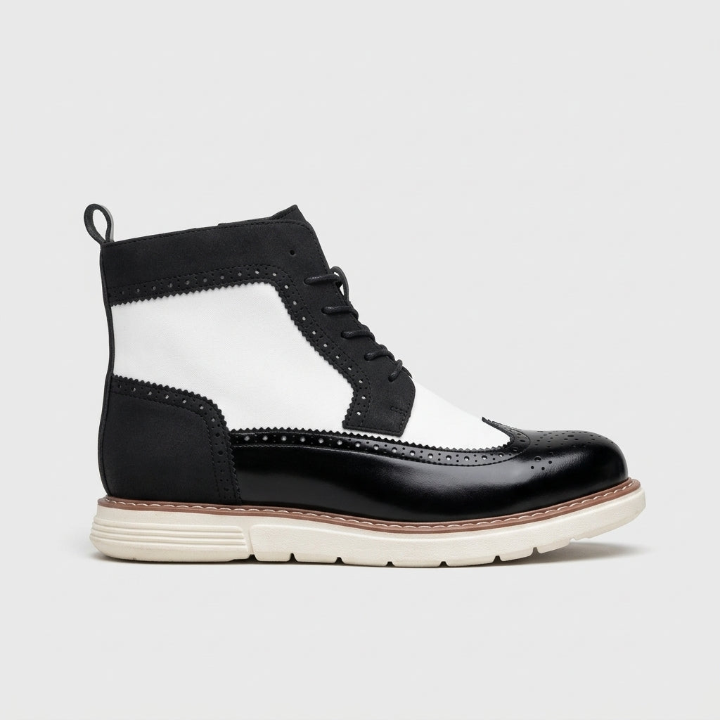Men's Ankle Boots Wingtip Brogue Lace-Up Side-Zip Wedge Sole