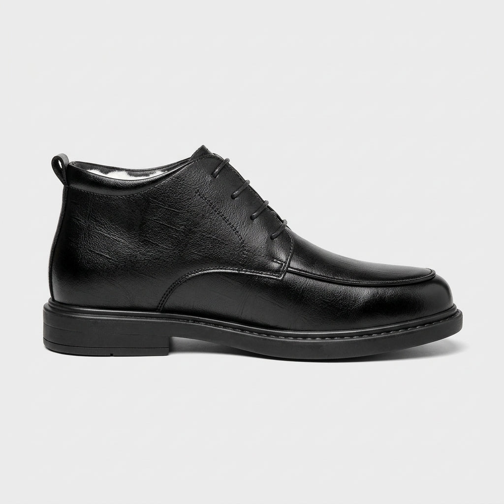 Men's Ankle Boots Leather Lace-Up Low Heel Moc Toe