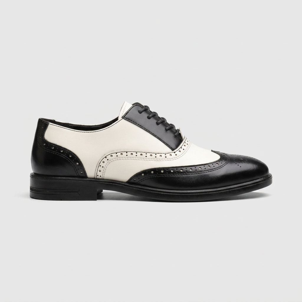 Men's Derby Shoes Wingtip Brogue Two-Tone Lace-Up Oxfords