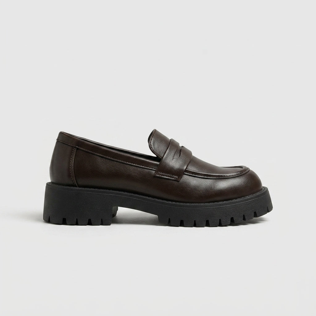 Women's Penny Loafers Slip-On Chunky Lug Sole Platform Low Heel