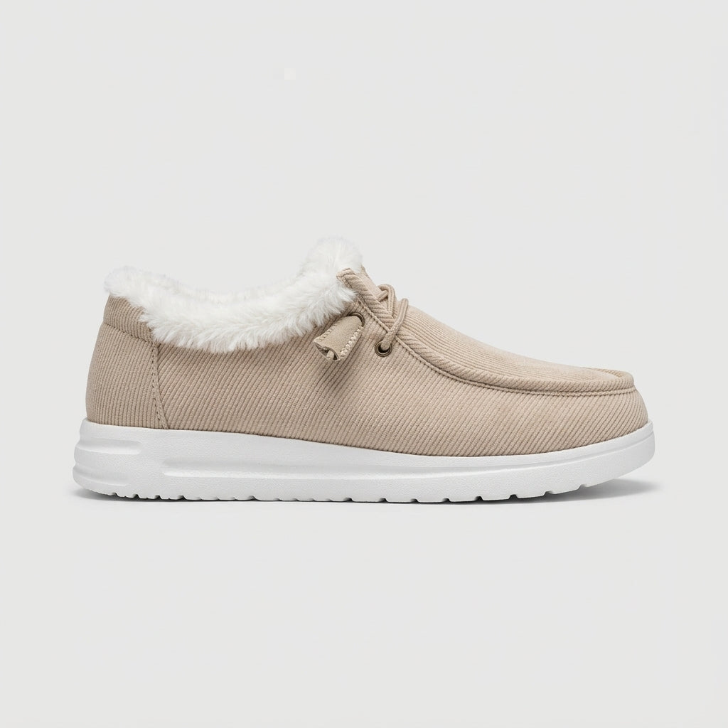 Women’s Corduroy Plush Lined Moc Toe Slip On Shoes