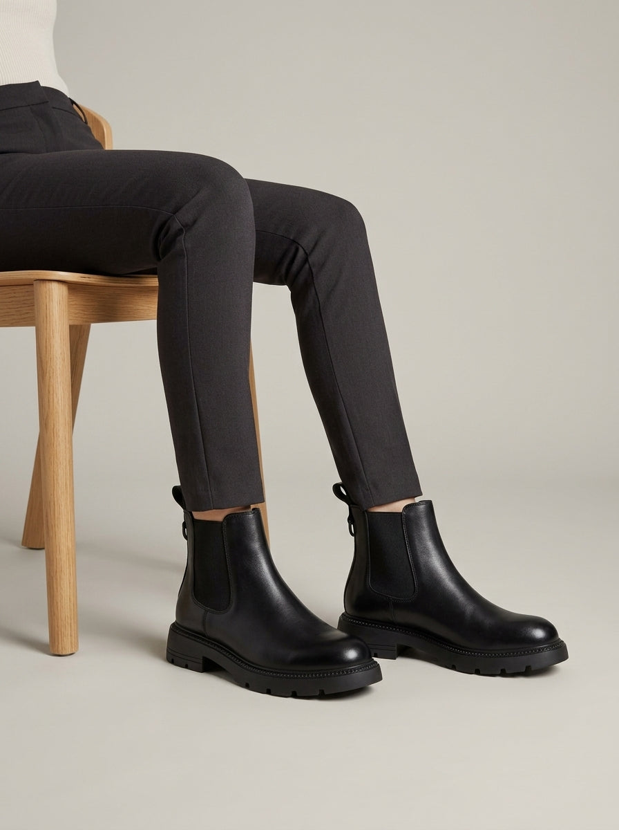 Women's Ankle Boots Chelsea Elastic Gore - Low Heel Lug Sole