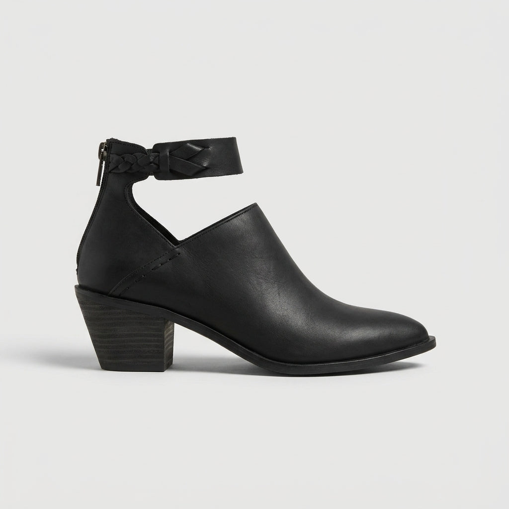 Women’s Cutout Ankle Booties Block Heel Back Zip