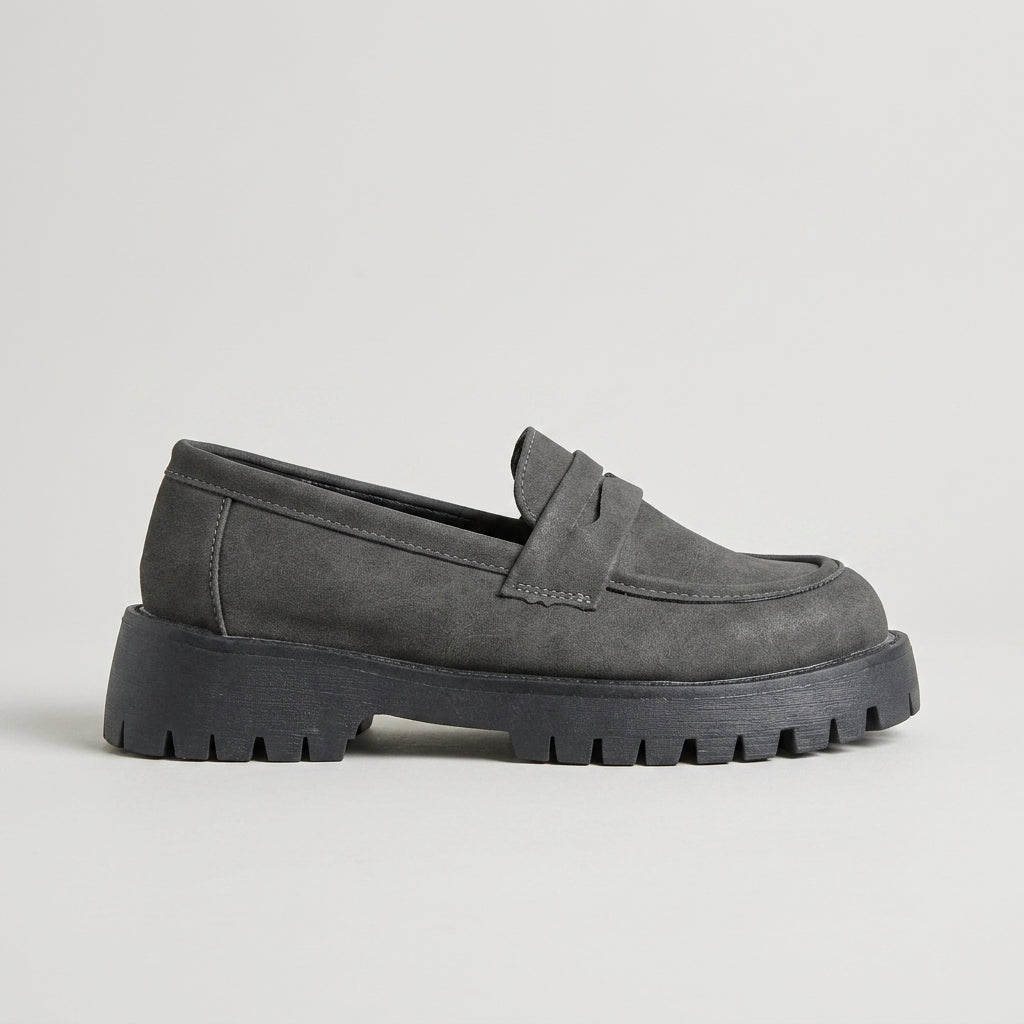 Women's Penny Loafers Slip-On Chunky Lug Sole Platform Low Heel